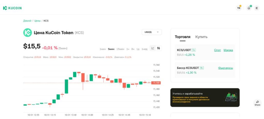 Биржевой токен KuCoin (KCS)