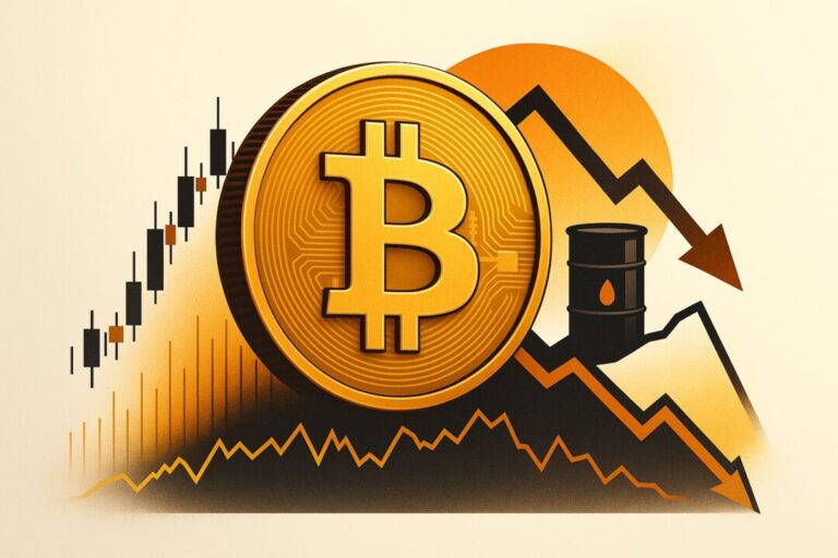 Bitcoin под давлением на фоне скачка цен на нефть и падения фондовых фьючерсов США