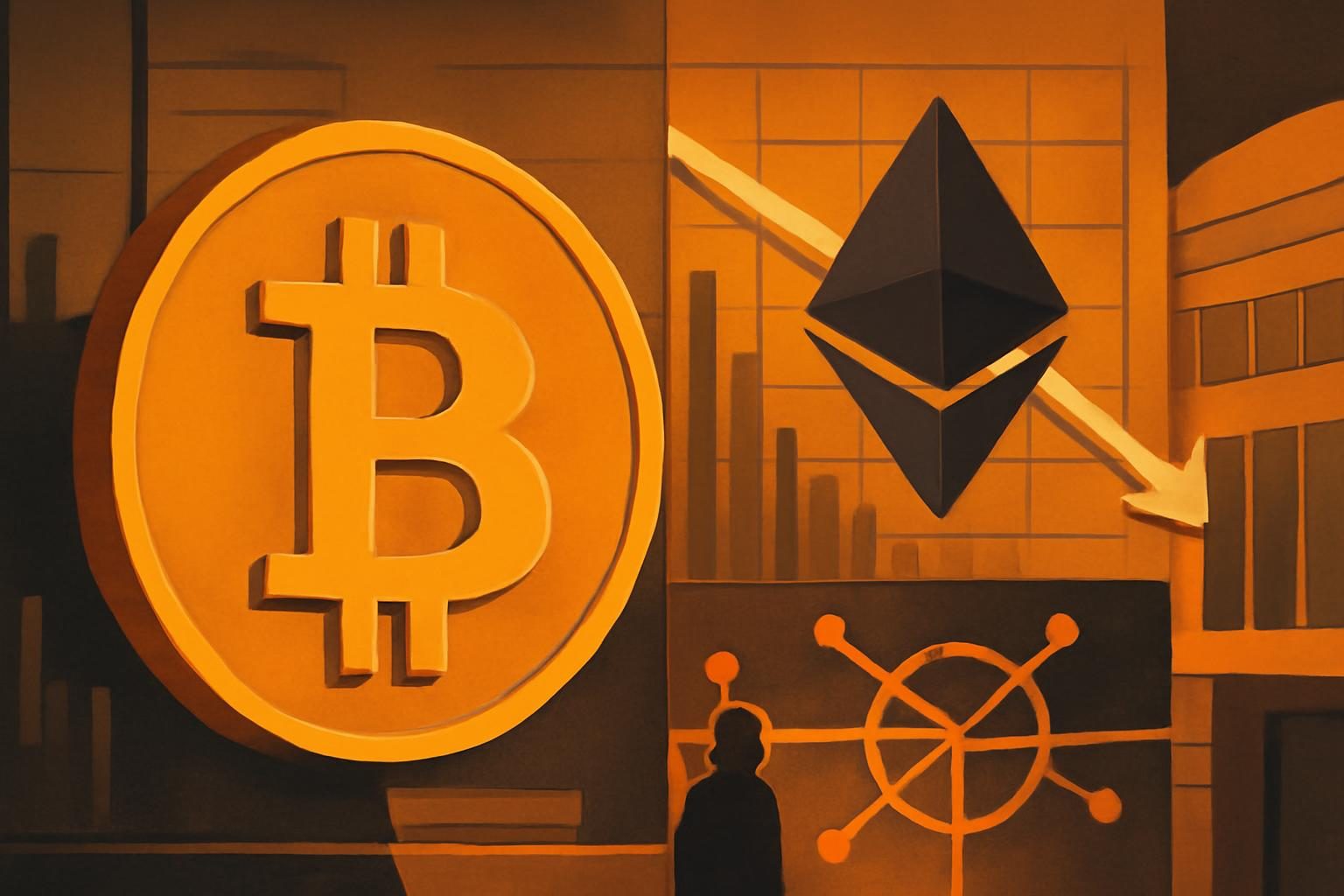 Резкий обвал биткоина тянет вниз эфир, XRP и Dogecoin на фоне падения криптовалютных акций